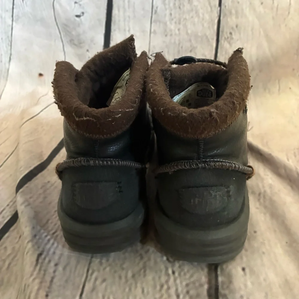 Hey Dude‎ Youth Boys' Black Leather Bradley Classic Lade Up Boots Size 12 GUC